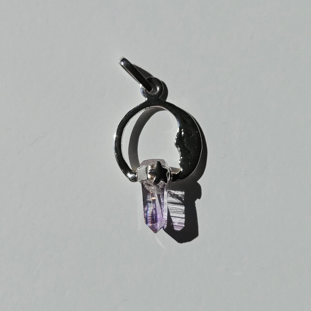 Vintage Sterling Silver Amethyst Charm